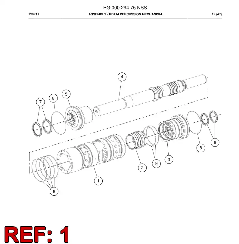 BG00166547b BG 001 665 47b Cylinder, Pilot - Sandvik Technical Drawing