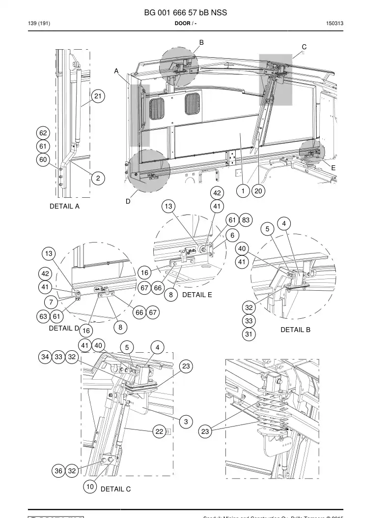 BG00166657b BG 001 666 57b Door - Sandvik Technical Drawing