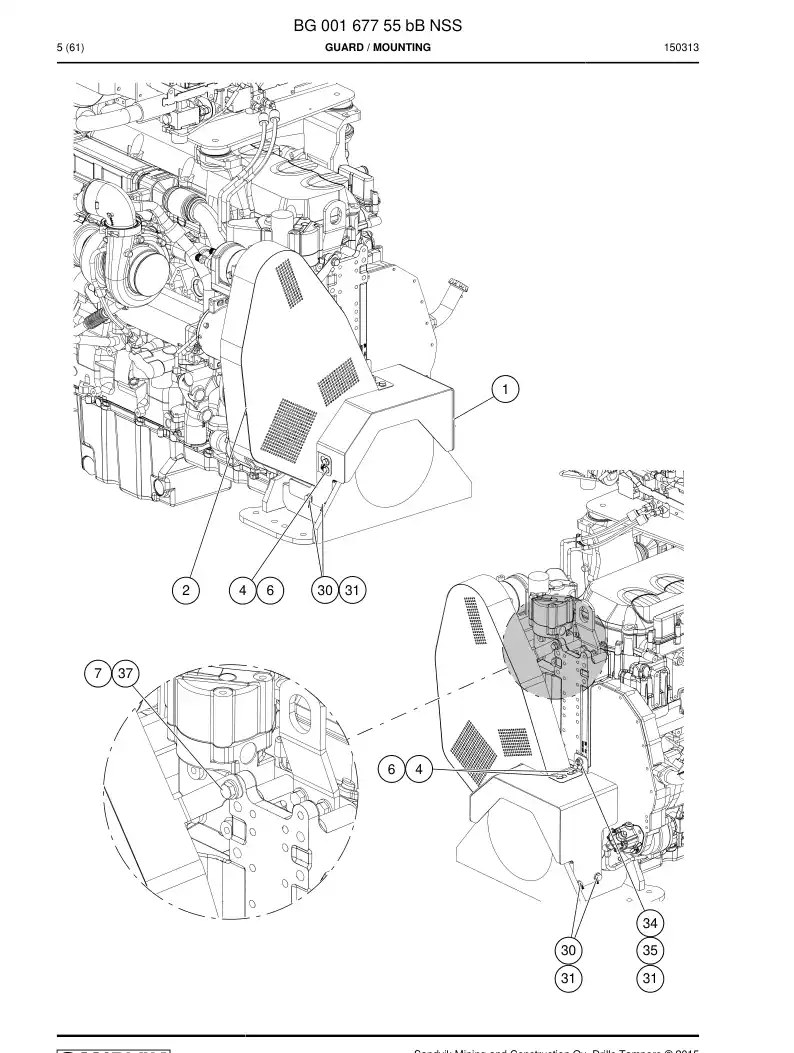 BG00167755d BG 001 677 55d Guard - Sandvik Technical Drawing