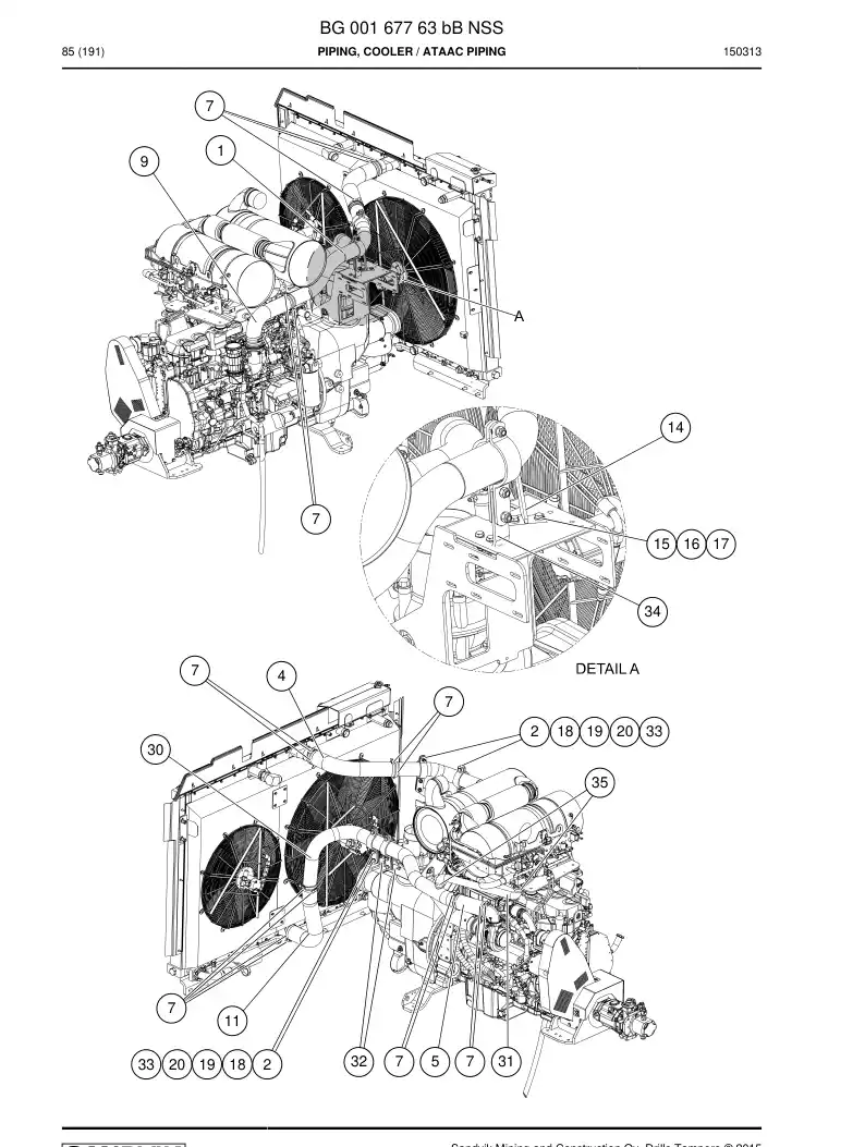 BG00167763c BG 001 677 63c Piping, Cooler - Sandvik Technical Drawing