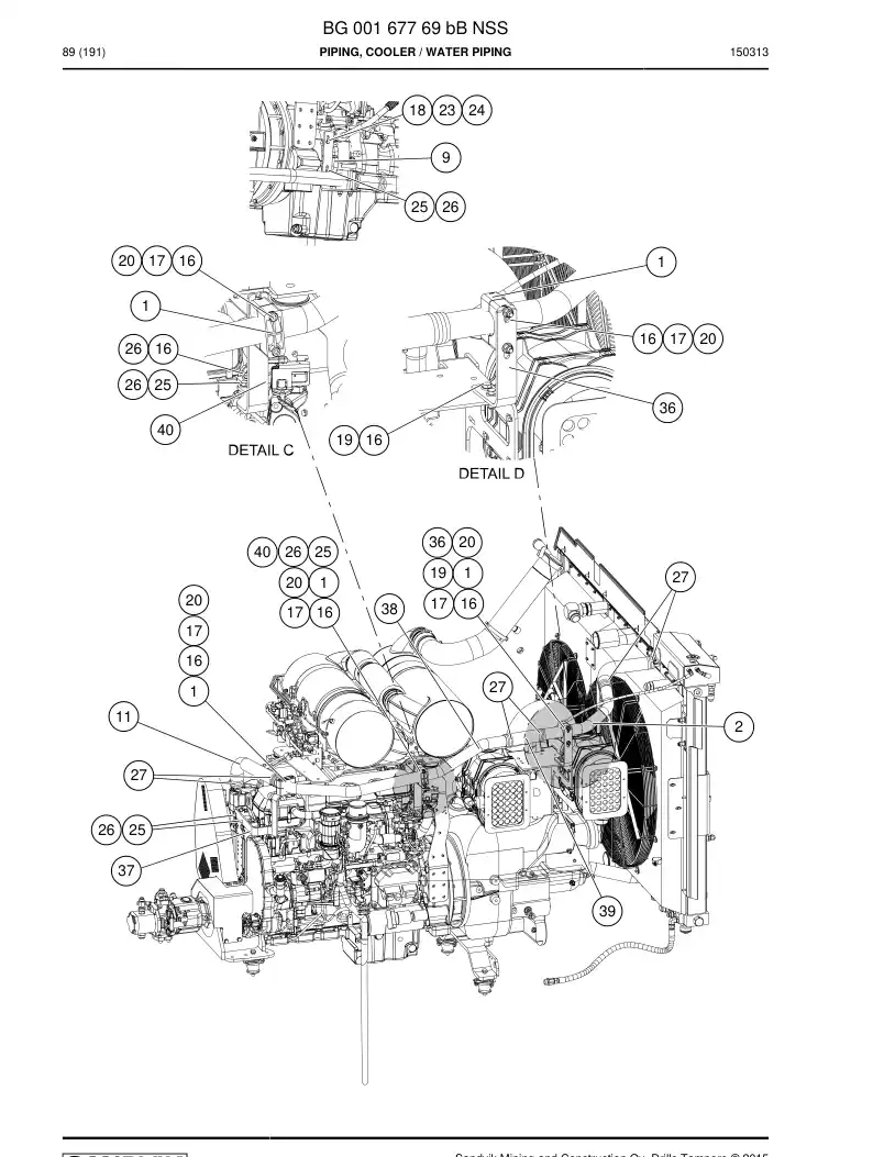 BG00167769b BG 001 677 69b Piping, Cooler - Sandvik Technical Drawing