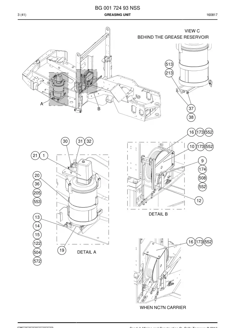 BG00172493 BG 001 724 93 Greasing Unit - Sandvik Technical Drawing