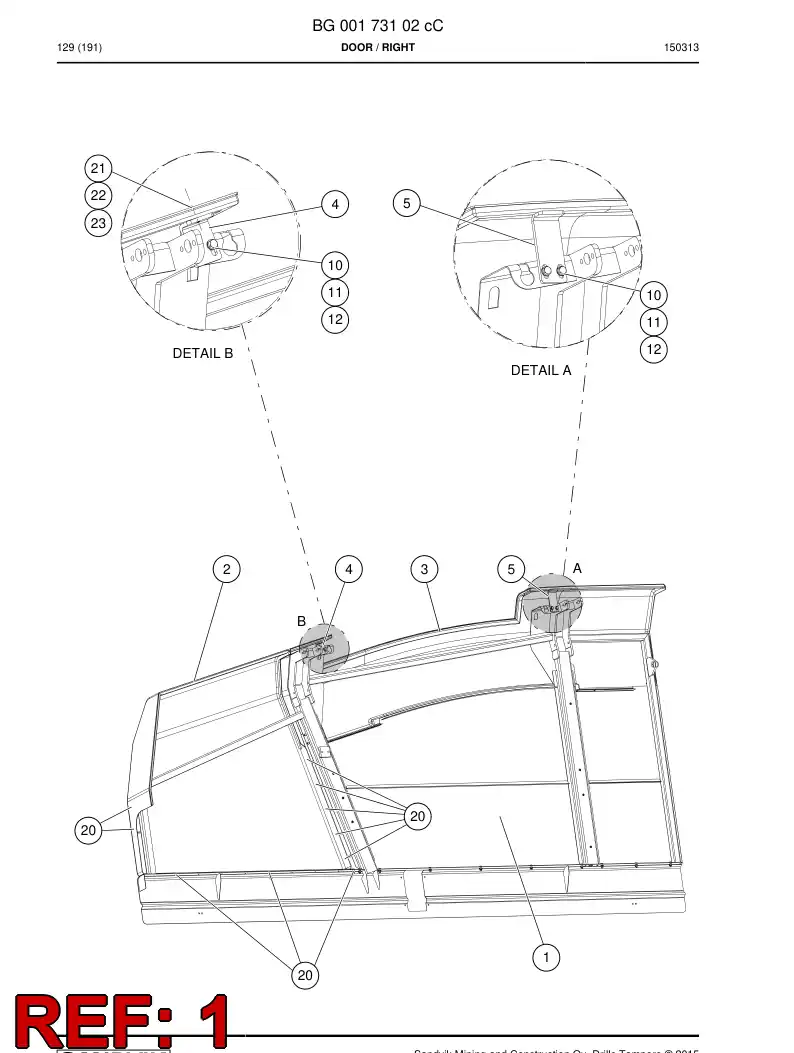 BG00173104b BG 001 731 04b Frame Assembly - Sandvik Technical Drawing