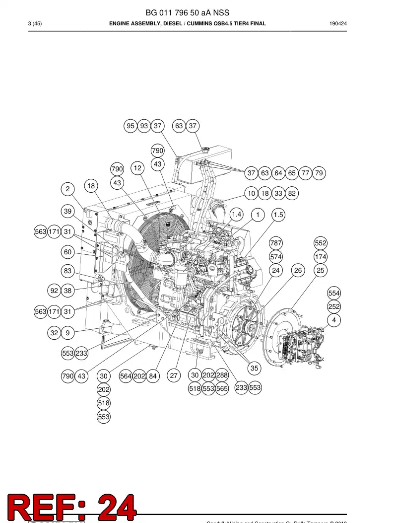 BG00178265b BG 001 782 65b Clutch assembly - Sandvik Technical Drawing