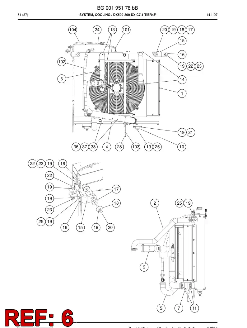 BG00194959a BG 001 949 59a Hose, Coolant - Sandvik Technical Drawing