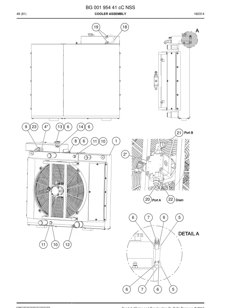 BG00195441c BG 001 954 41c Cooler Assembly - Sandvik Technical Drawing