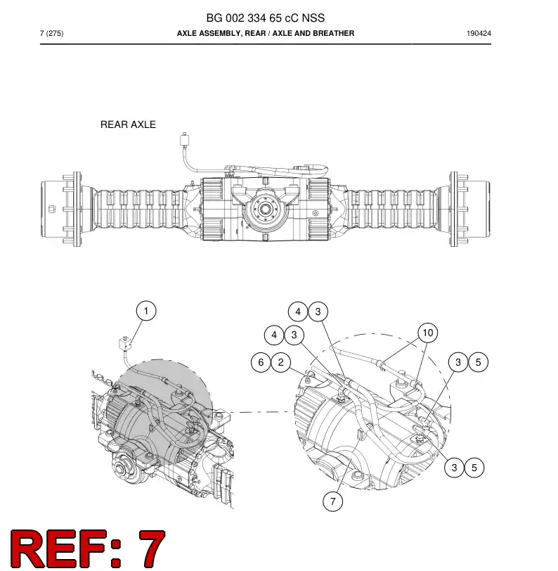 BG00197226a BG 001 972 26a Axle - Sandvik Technical Drawing