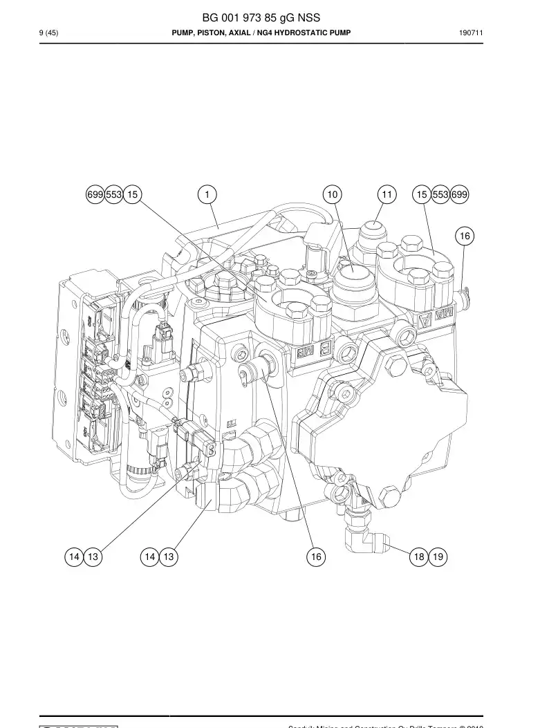 BG00197385g BG 001 973 85g Pump, PISTON, Axial - Sandvik Technical Drawing