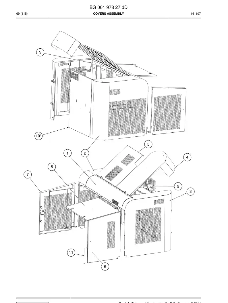 BG00197827d BG 001 978 27d Covers Assembly - Sandvik Technical Drawing