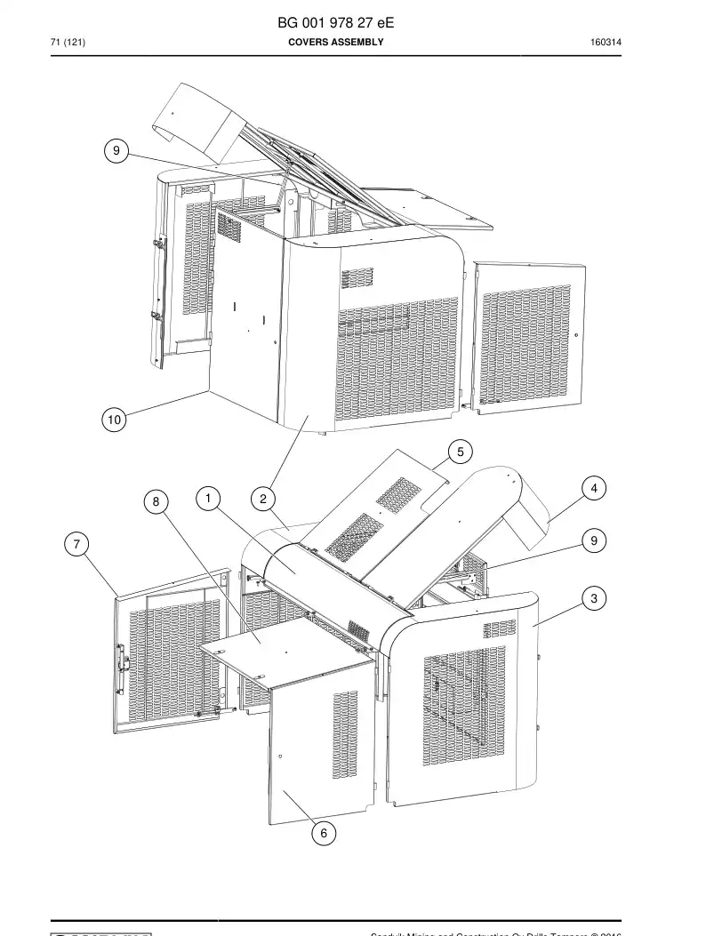 BG00197827e BG 001 978 27e Covers Assembly - Sandvik Technical Drawing
