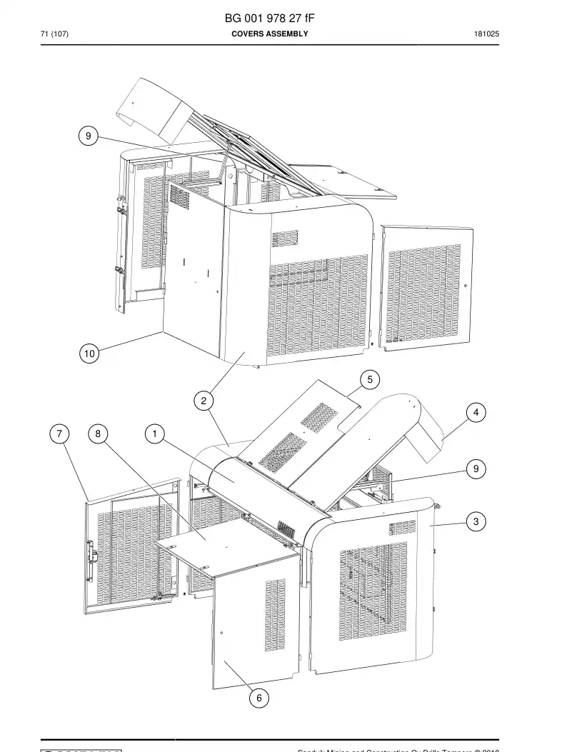 BG00197827f BG 001 978 27f Covers Assembly - Sandvik Technical Drawing