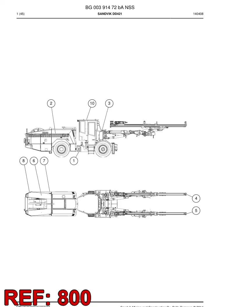 BG00197845b BG 001 978 45b Schematic, Hydraulic - Sandvik Technical Drawing