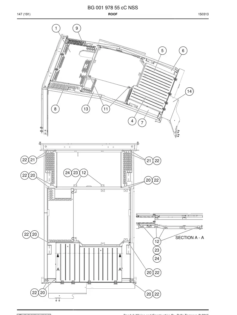 BG00197855c BG 001 978 55c Roof - Sandvik Technical Drawing