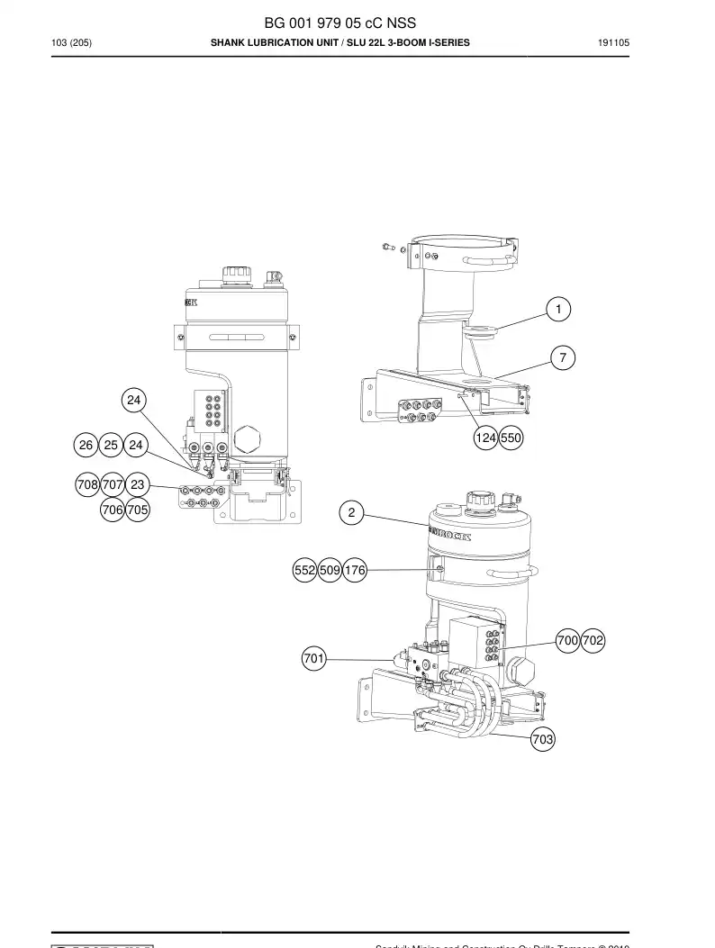 BG00197905c BG 001 979 05c Shank Lubrication Unit - Sandvik Technical Drawing