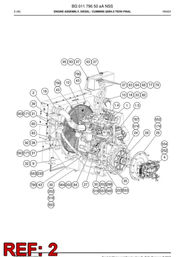 BG00198044b BG 001 980 44b Cooler assembly - Sandvik Technical Drawing