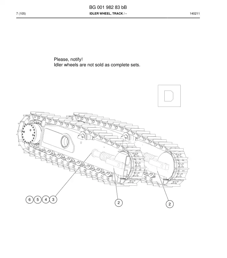BG00198283c BG 001 982 83c Idler Wheel, Track - Sandvik Technical Drawing