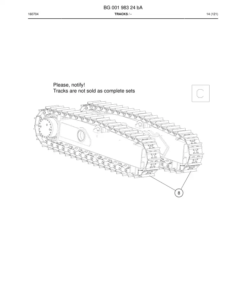 BG00198324b BG 001 983 24b Tracks - Sandvik Technical Drawing