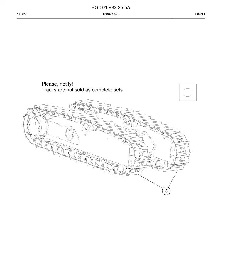 BG00198325b BG 001 983 25b Tracks - Sandvik Technical Drawing