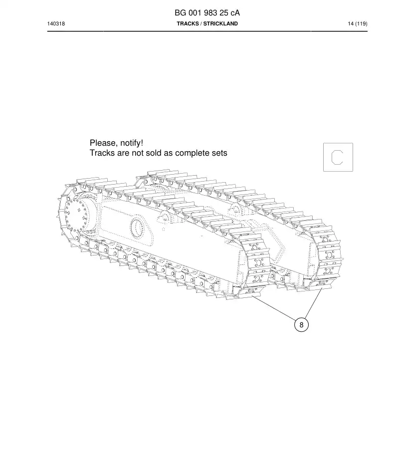 BG00198325c BG 001 983 25c Tracks - Sandvik Technical Drawing