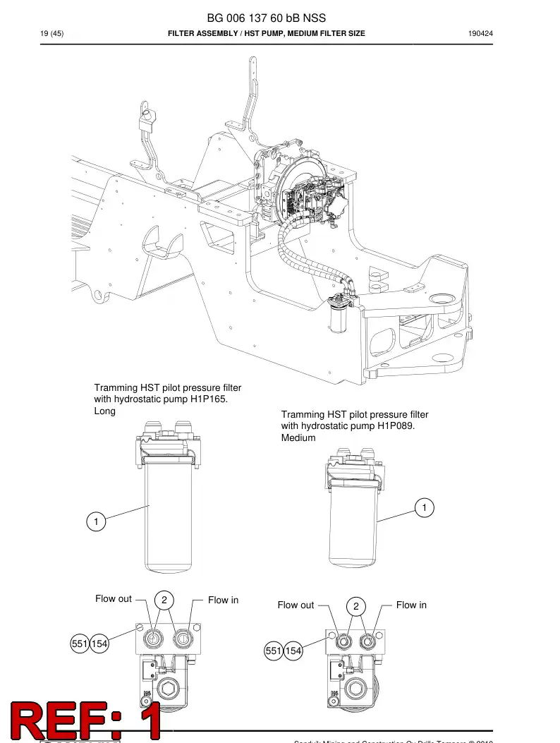 BG00198612b BG 001 986 12b Filter, Pressure - Sandvik Technical Drawing