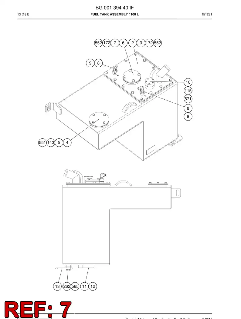 BG00200048a BG 002 000 48a Ring, seal - Sandvik Technical Drawing