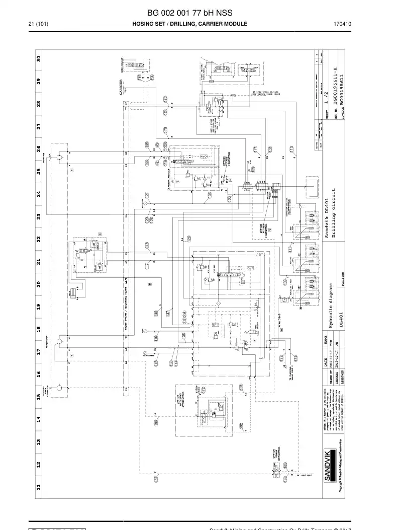 BG00200177b BG 002 001 77b Hosing Set - Sandvik Technical Drawing