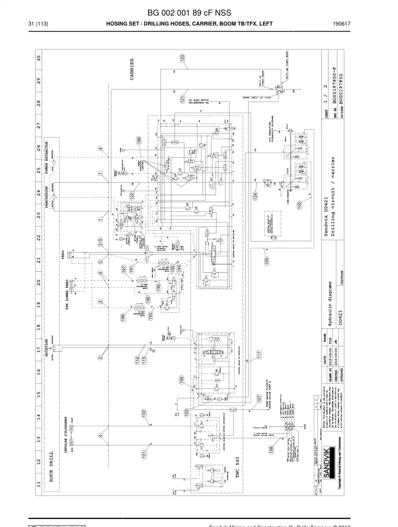 BG00200189c BG 002 001 89c Hosing Set - Sandvik Technical Drawing