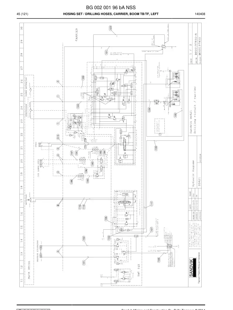 BG00200196b BG 002 001 96b Hosing Set - Sandvik Technical Drawing