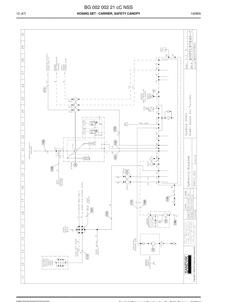 BG00200221c BG 002 002 21c Hosing Set - Sandvik Technical Drawing