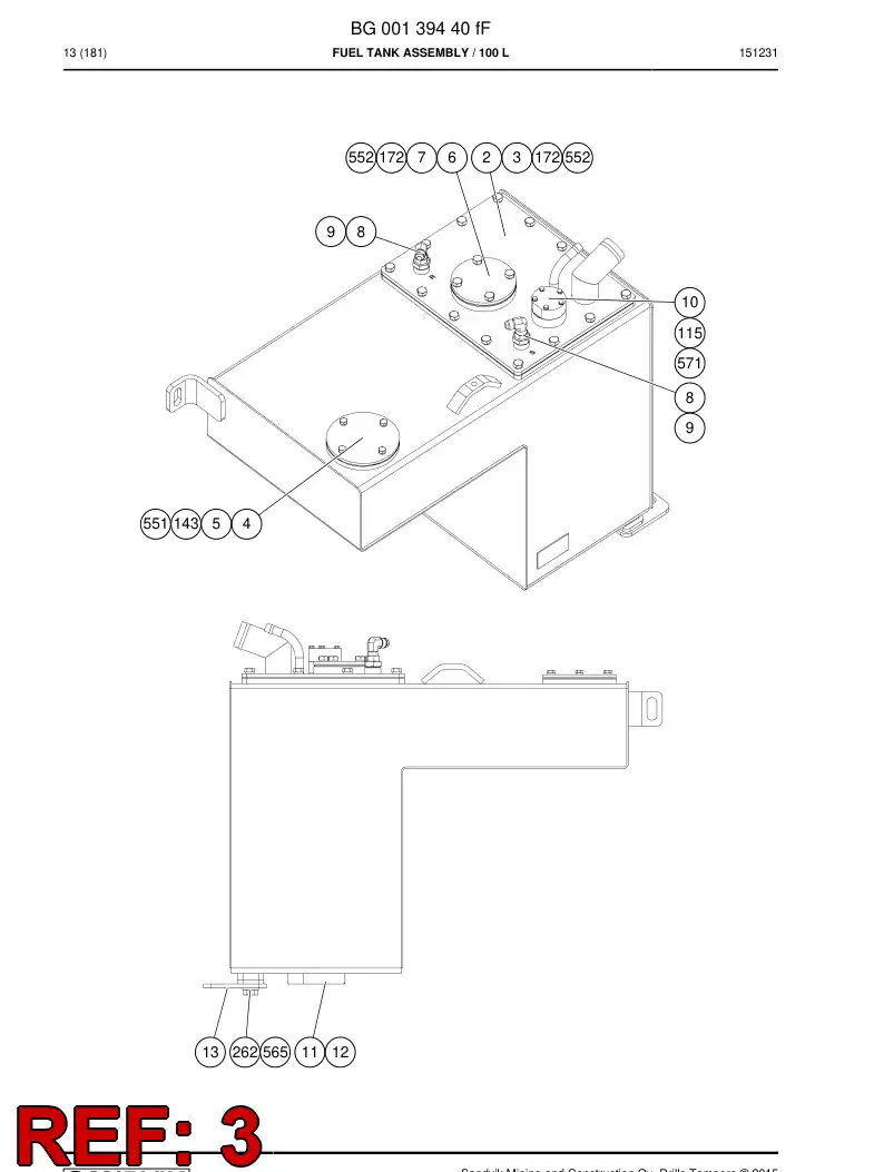 BG00200240a BG 002 002 40a Gasket - Sandvik Technical Drawing