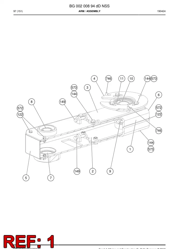 BG00200879a BG 002 008 79a Arm - Sandvik Technical Drawing