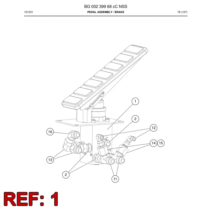 BG00200884a BG 002 008 84a Pedal, Brake - Sandvik Technical Drawing