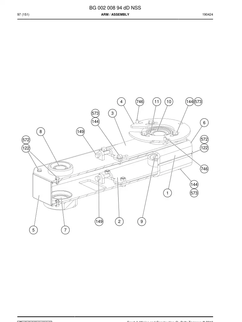 BG00200894c BG 002 008 94c Arm - Sandvik Technical Drawing