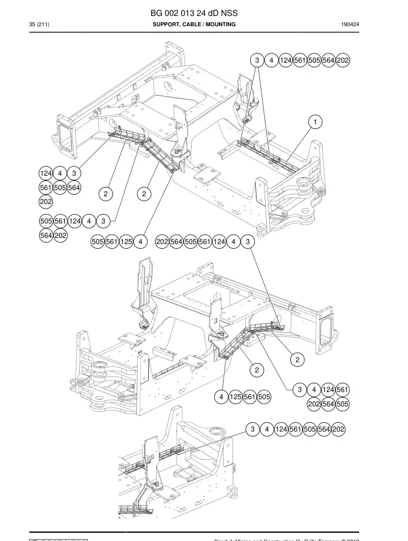 BG00201324d BG 002 013 24d Support, Cable - Sandvik Technical Drawing