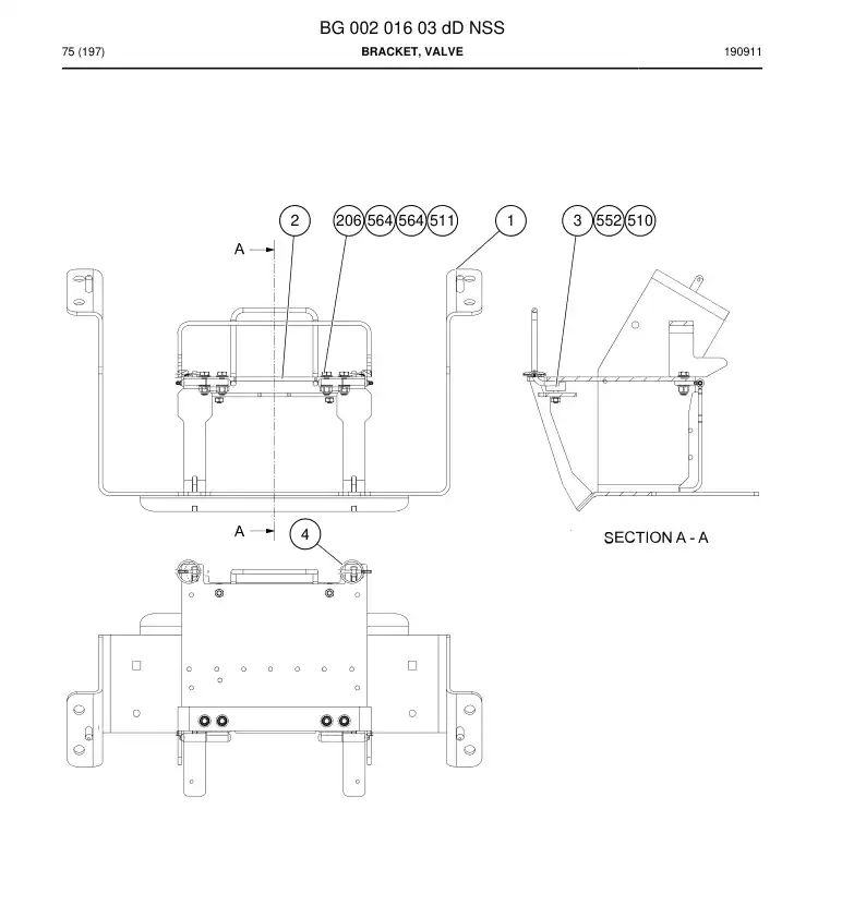 BG00201603d BG 002 016 03d Bracket, Valve - Sandvik Technical Drawing
