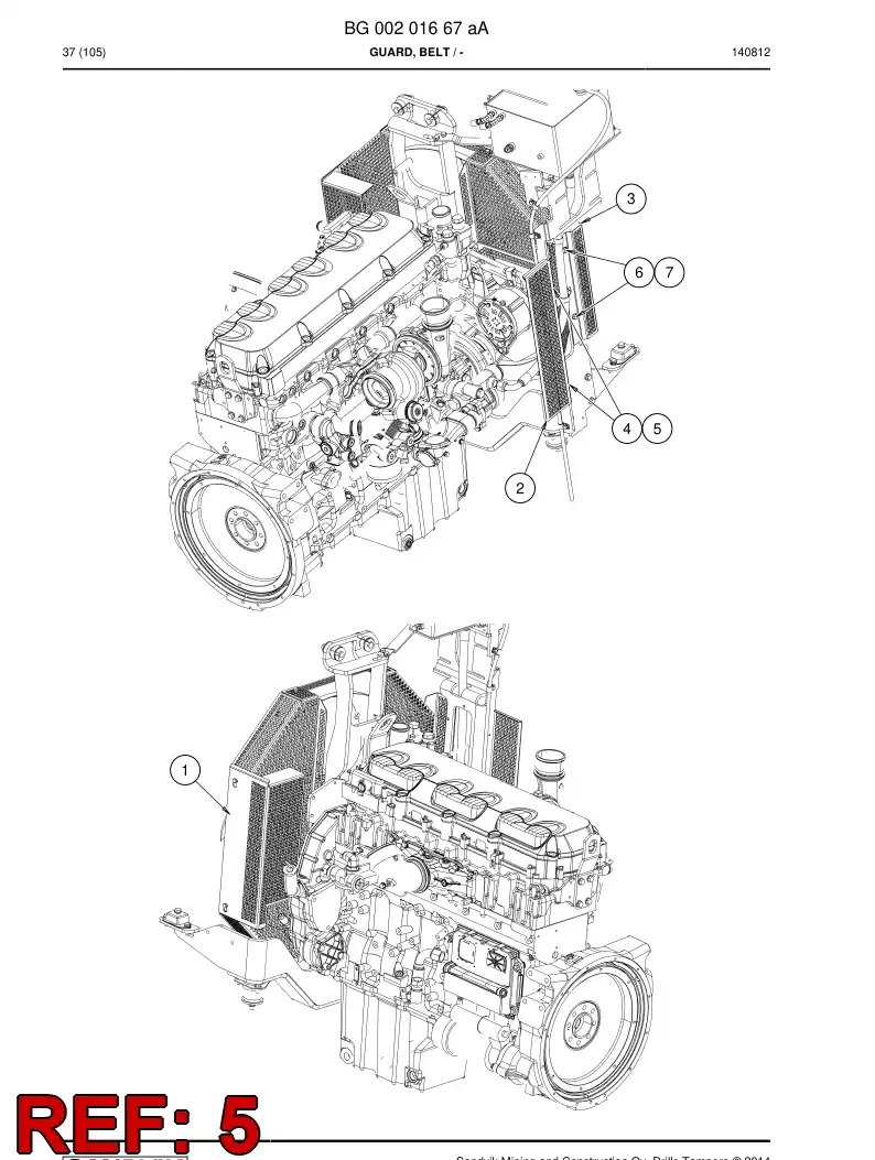BG00201913a BG 002 019 13a Guard, Belt - Sandvik Technical Drawing