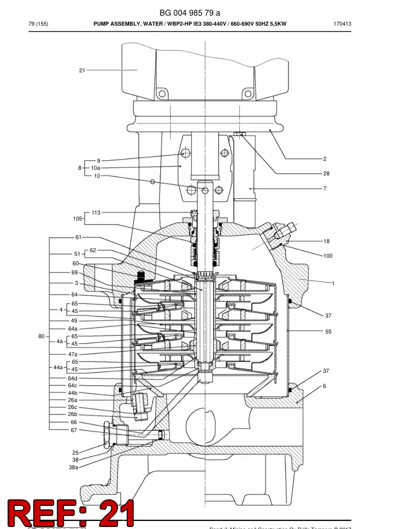 BG00202072e BG 002 020 72e Motor, Three Phase - Sandvik Technical Drawing