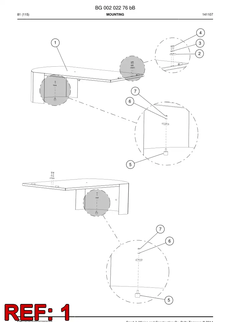 BG00202277a BG 002 022 77a Cover Assembly - Sandvik Technical Drawing