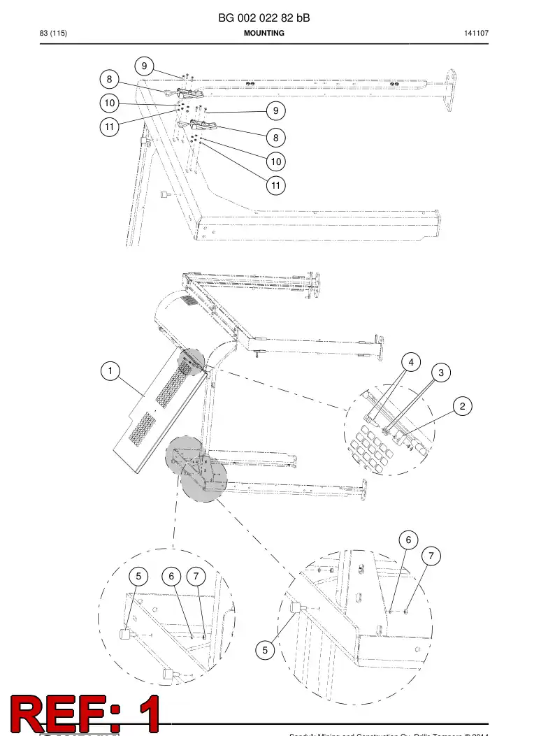 BG00202284a BG 002 022 84a Cover Assembly - Sandvik Technical Drawing