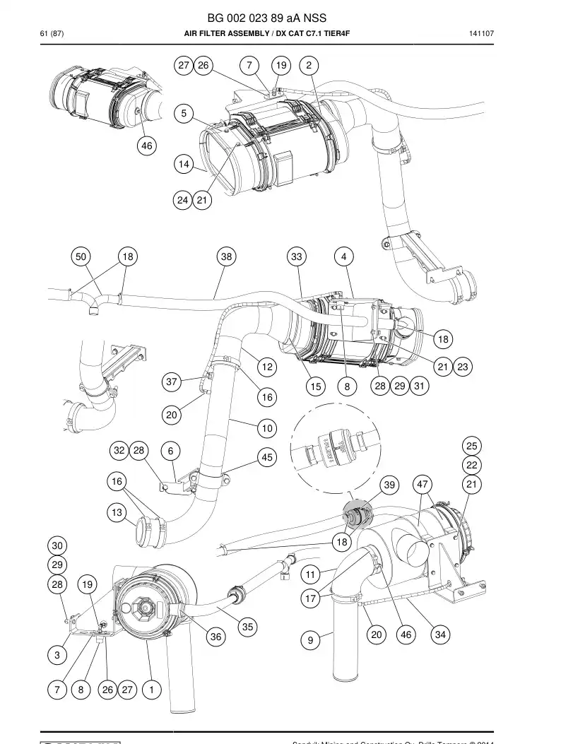 BG00202389a BG 002 023 89a Air Filter Assembly - Sandvik Technical Drawing