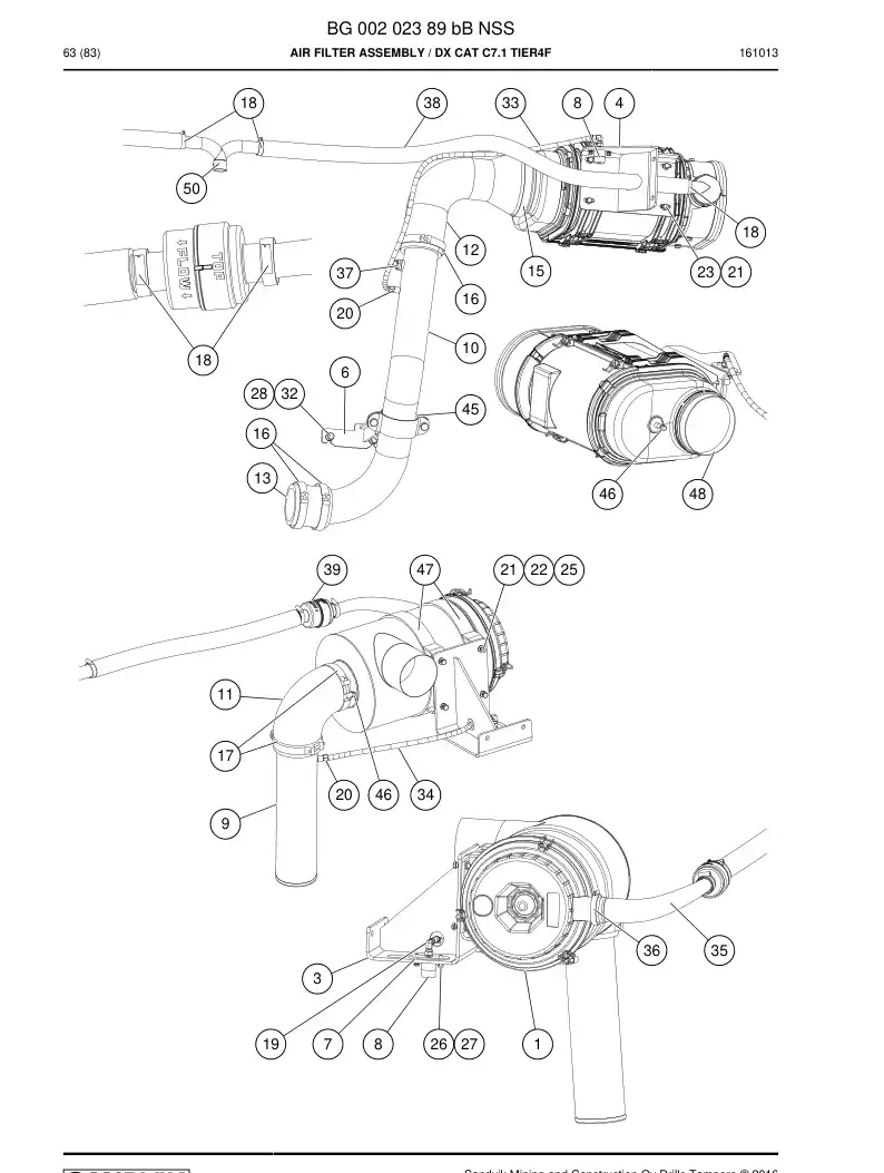 BG00202389b BG 002 023 89b Air Filter Assembly - Sandvik Technical Drawing