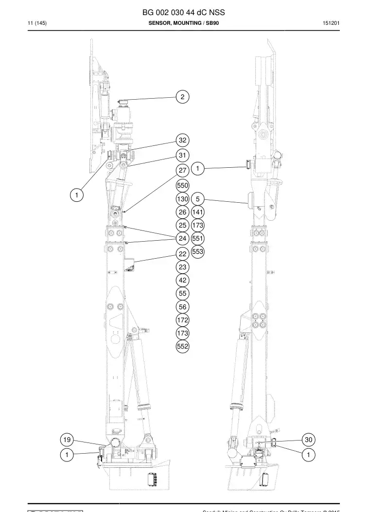 BG00203044f BG 002 030 44f Sensor Mounting - Sandvik Technical Drawing