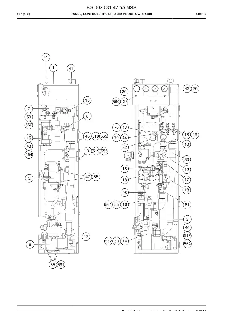 BG00203147a BG 002 031 47a PRING, CONTROL - Sandvik Technical Drawing