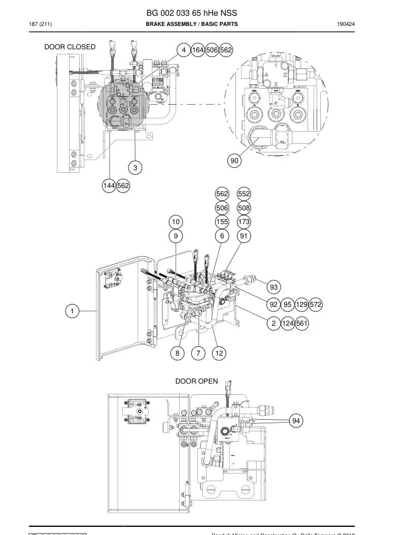 BG00203365g BG 002 033 65g Brake Assembly - Sandvik Technical Drawing