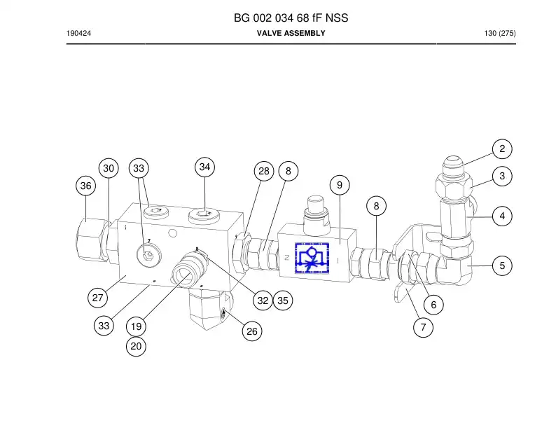 BG00203468f BG 002 034 68f Valve Assembly - Sandvik Technical Drawing