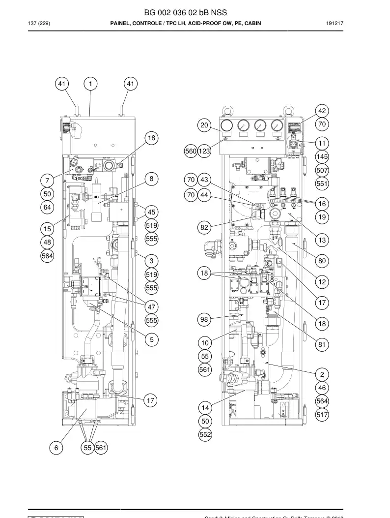 BG00203602b BG 002 036 02b PAINEL, CONTROLE - Sandvik Technical Drawing