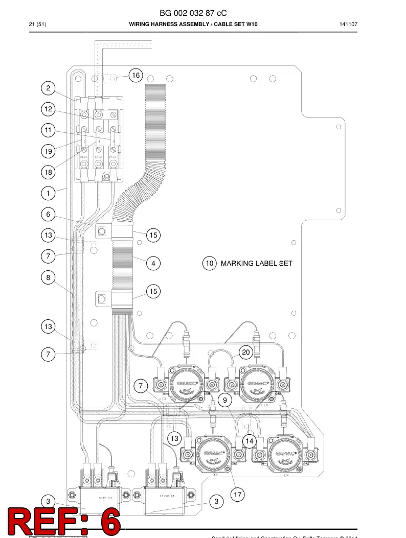 BG00203608a BG 002 036 08a Wiring Harness Assembly - Sandvik Technical Drawing