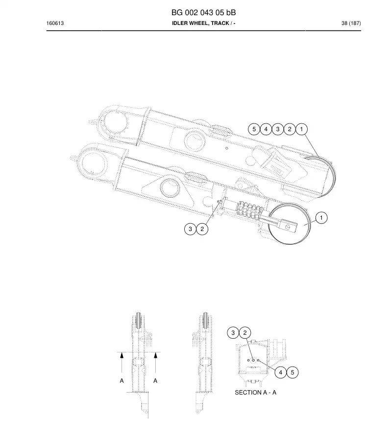 BG00204305b BG 002 043 05b Idler Wheel, Track - Sandvik Technical Drawing