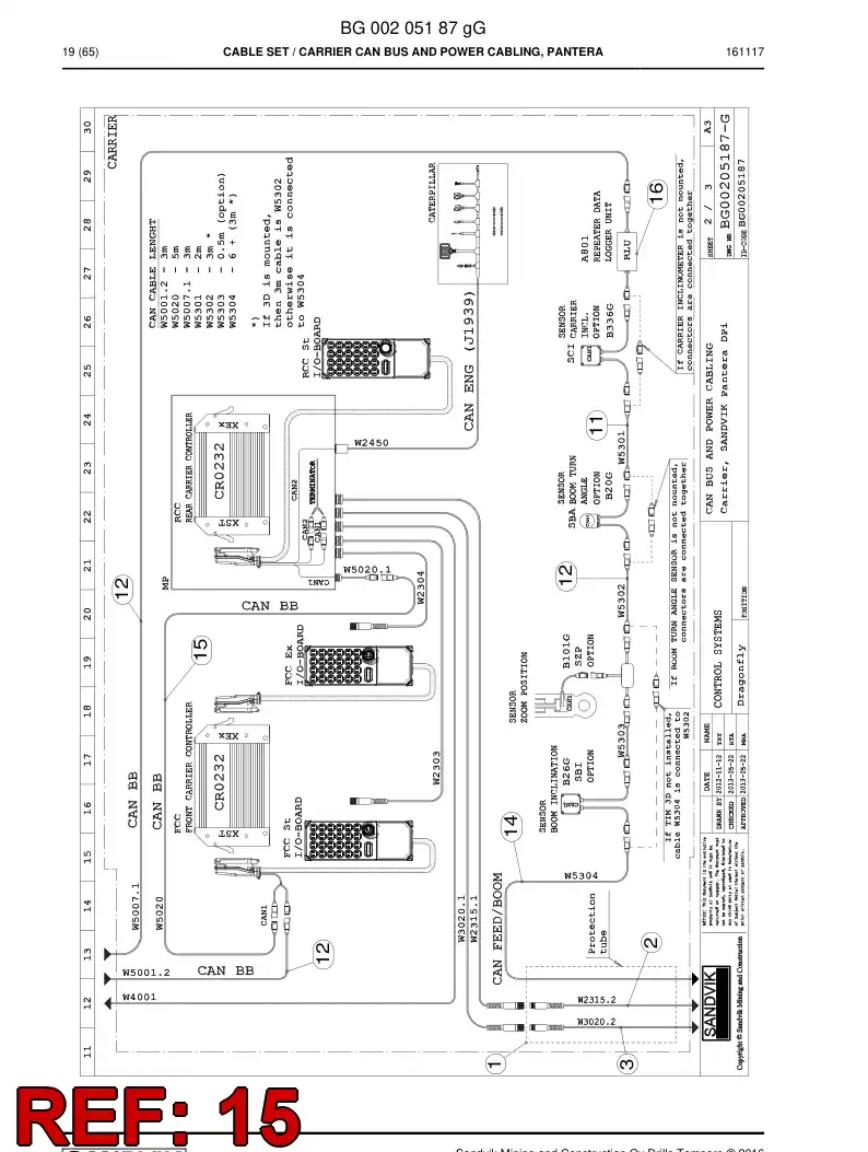 BG00205194c BG 002 051 94c Cable, Prewired Plug - Sandvik Technical Drawing