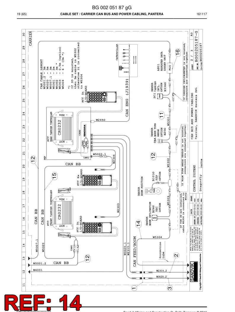 BG00205195c BG 002 051 95c Cable, Prewired Plug - Sandvik Technical Drawing